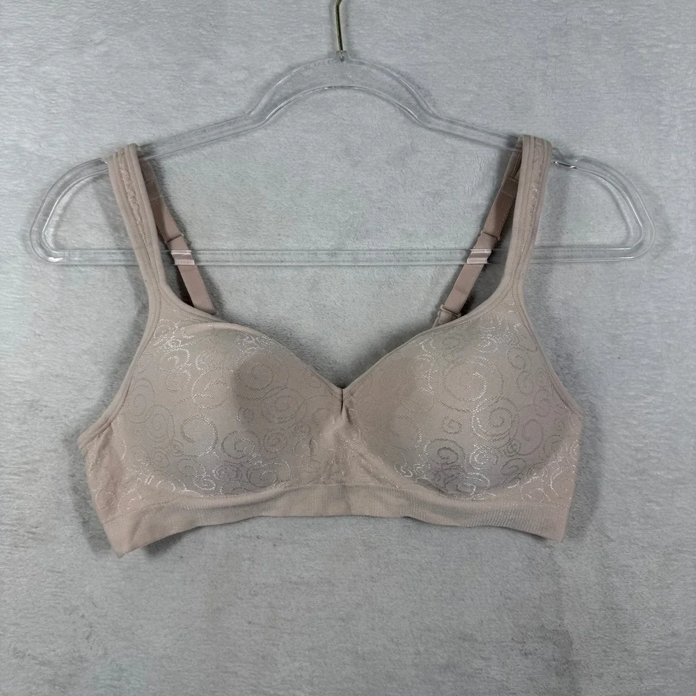 Bali Comfort Revolution Wireless Bra 36B Beige Swirl Jacquard 3463 B540